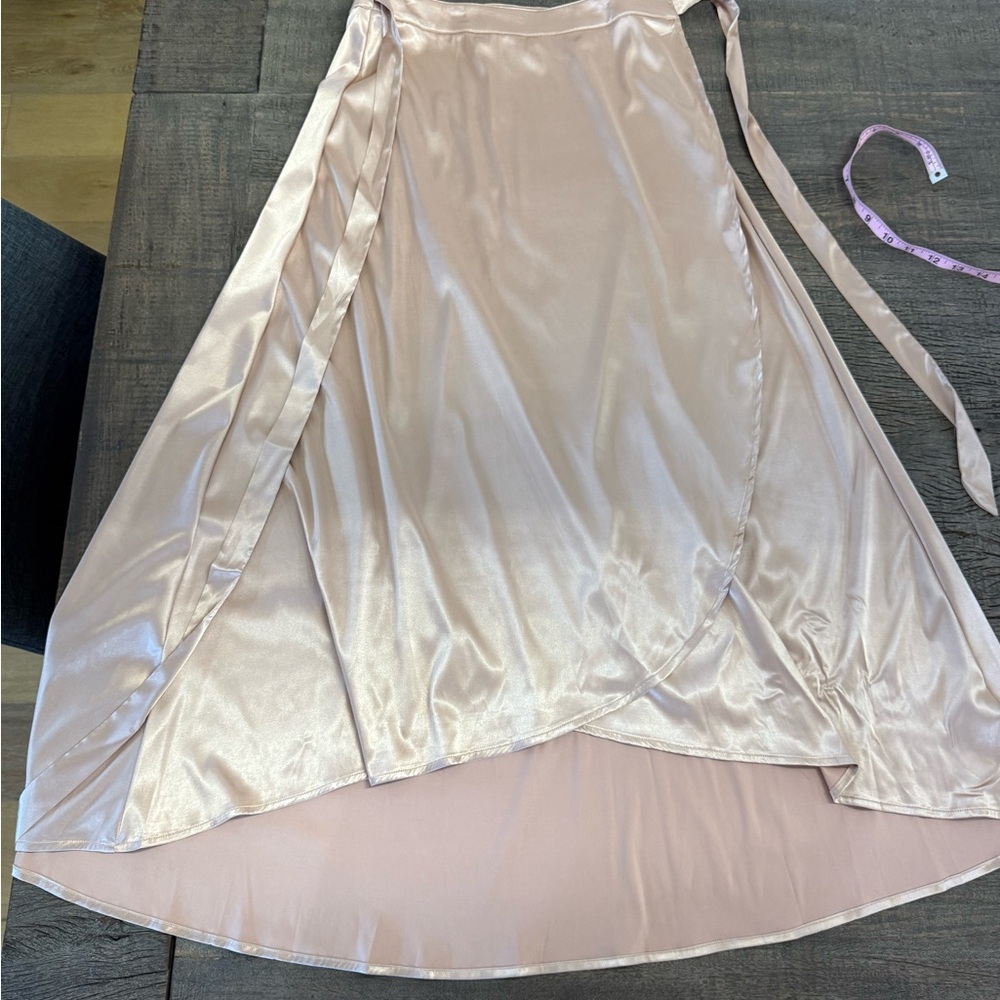 Wrap Satin  Midi Skirt in Champagne and NWT
